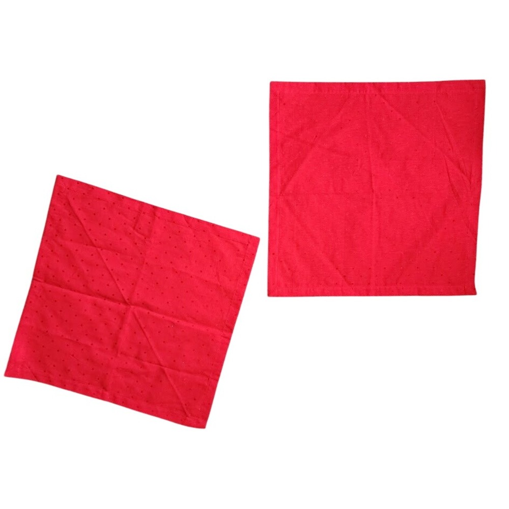 KATE SPADE lot of 2 Reusable Cloth Napkins Red Swiss Polka Dot 20x20